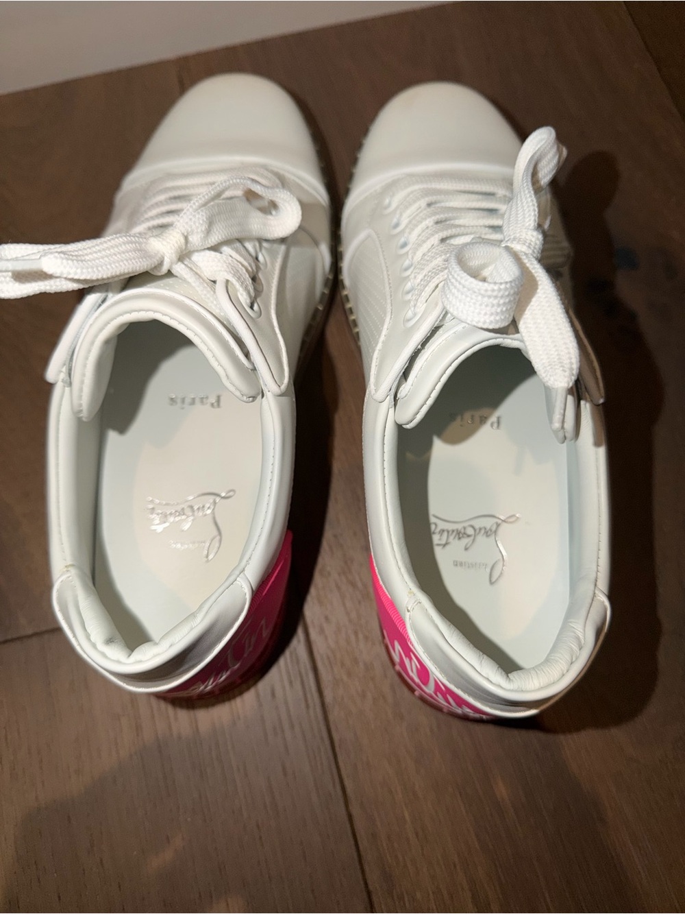 Authentic Christian Louboutin Sneakers with Pink Heel Accent - Picture 3 of 4